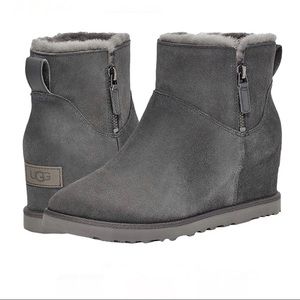 UGG | Classic Femme Mini Zip Grey Boots Size 6 NEW